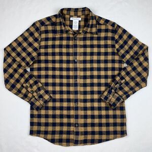 Tommy Bahama Boy's XL 14 Blue Mustard Yellow Gingham Plaid Flannel Shirt